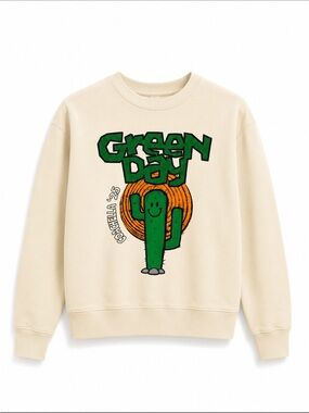 Green Day Coachella 2025 Festival Exclusive Sweatshirt In Cream Small Like New!